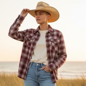 DIXXON Shirt Flannel NEW Badwood Pearl Snap Coastal Cowgirl Women’s Size S